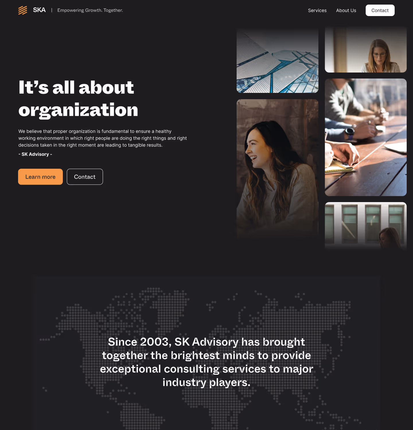 Website design for SK Advisory - a consulting and finance firm.